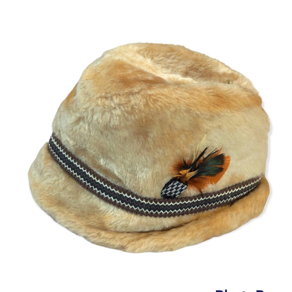 Vintage crown cap hat with feather